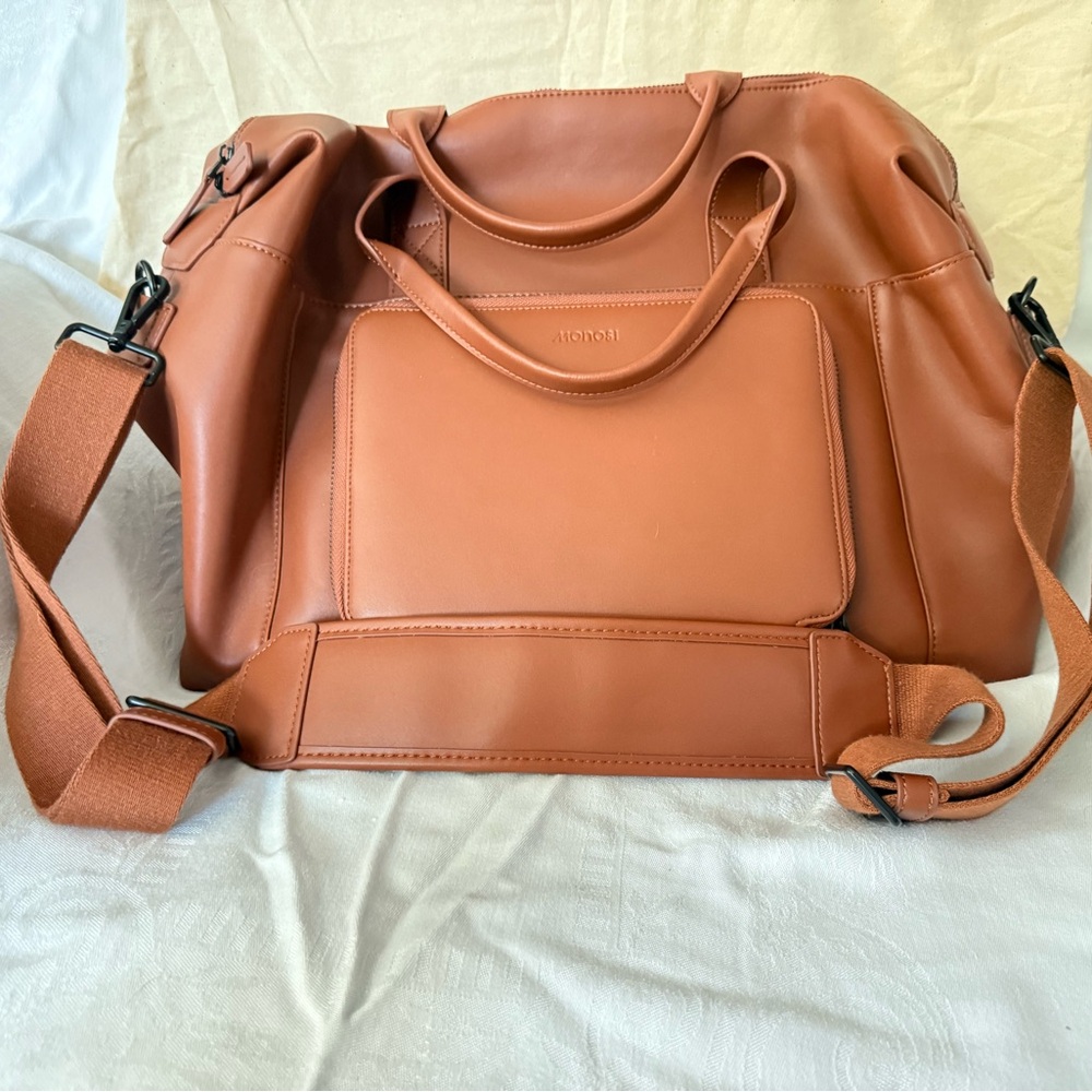 Brown Vegan Leather Duffel with extra attachment Set